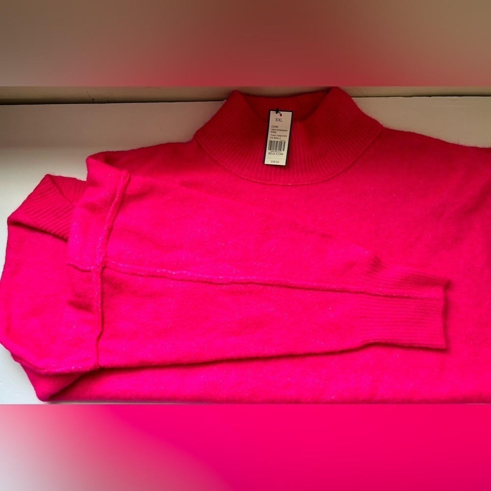 NWT CROWN & IVY MOCK NECK DEEP PINK SWEATER Sz. XXL PULLOVER, SOFT, FALL/WINTER - Picture 6 of 7